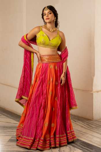Nimbu Mirchi Adaa Chanderi Lehenga Set 