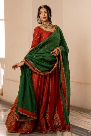Nimbu Mirchi Nayaab Embroidered Top Lehenga Set 