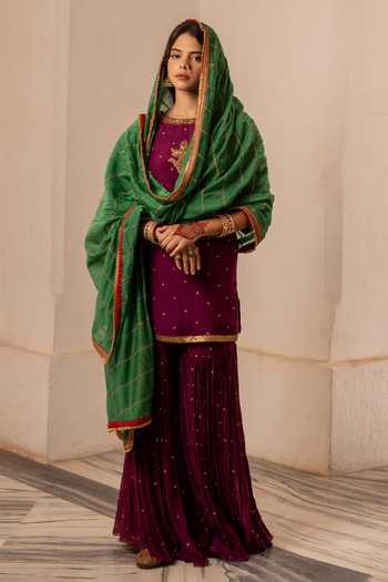 Nimbu Mirchi Salmaaa Embroidered Kurta Sharara Set 