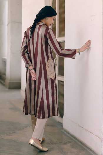 Pink City by Sarika Stripe Print Kurta & Pant Set
