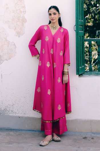 Pink City by Sarika Lotus Gherdaar Embroidered Kurta & Pant Set