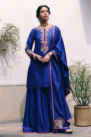 Pink City by Sarika Neel Mor Embroidered Kurta Sharara Set