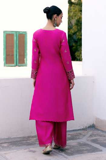 Pink City by Sarika Peacock Bloom Embroidered Kurta Set