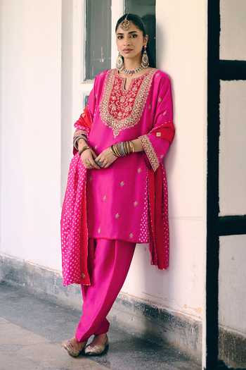 Pink City by Sarika Bloom Embroidered Kurta Set