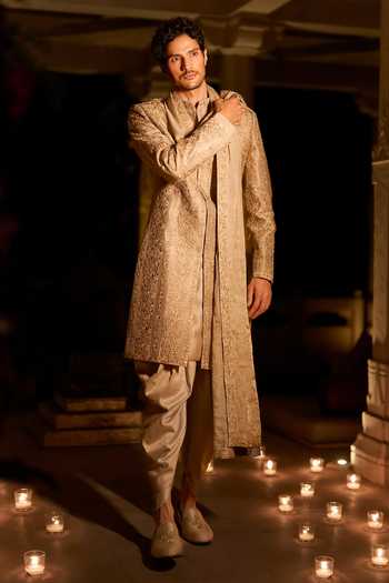 Seema Gujral Champagne Gold Sherwani Set 