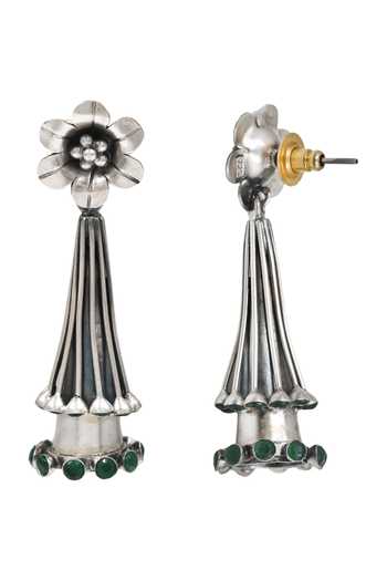 Sangeeta Boochra Silver Plated Regal Floral Motif Earrings Online at Aza Fashions Sangeeta Boochra_Silver Plated Regal Floral Motif Earrings _Online_at_Aza_Fashions