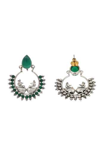 Sangeeta Boochra Green Antique Finish Peacock Drop Earrings Online at Aza Fashions Sangeeta Boochra_Green Antique Finish Peacock Drop Earrings _Online_at_Aza_Fashions