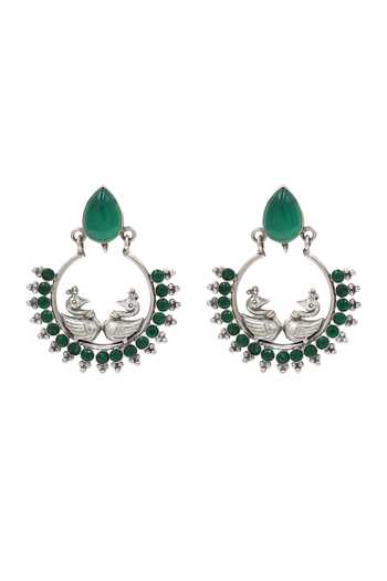 Sangeeta Boochra Antique Finish Peacock Drop Earrings 