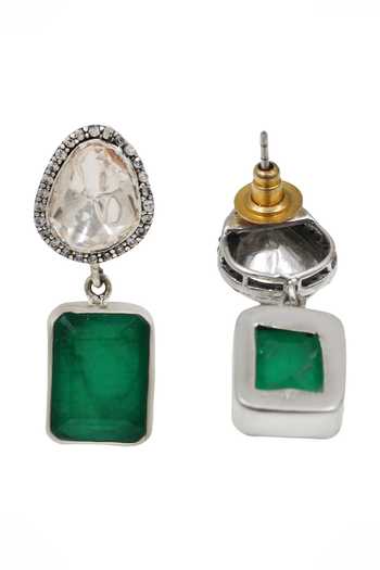 Sangeeta Boochra Green Artisan Moissanite Drop Earrings Online at Aza Fashions Sangeeta Boochra_Green Artisan Moissanite Drop Earrings _Online_at_Aza_Fashions