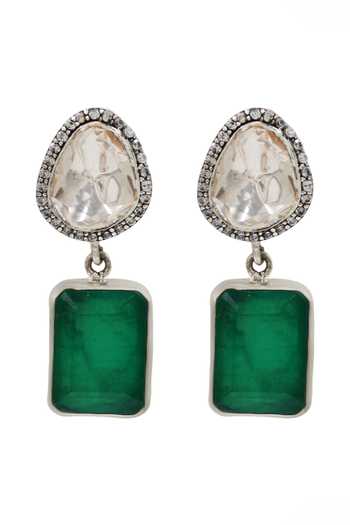Sangeeta Boochra Artisan Moissanite Drop Earrings 