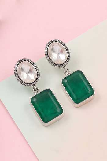 Sangeeta Boochra Elegant Green Stone Drop Earrings 