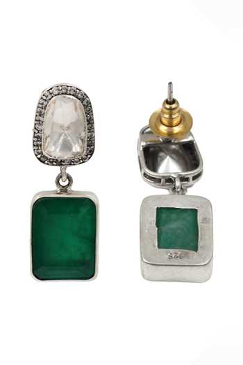 Sangeeta Boochra Green Royal Moissanite Earrings Online at Aza Fashions Sangeeta Boochra_Green Royal Moissanite Earrings _Online_at_Aza_Fashions