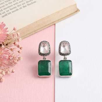 Buy Sangeeta Boochra Green Royal Moissanite Earrings Online at Aza Fashions Buy_Sangeeta Boochra_Green Royal Moissanite Earrings _Online_at_Aza_Fashions