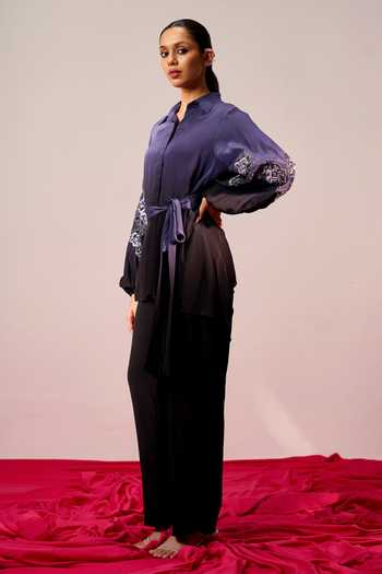 Sakshi Khetterpal Tie Up Shirt & Pant Co-ord Set 