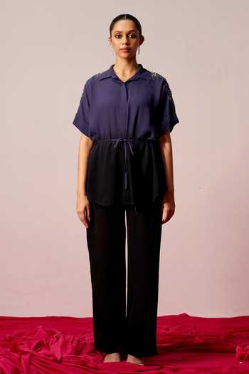 Sakshi Khetterpal Tie-up String Shirt & Pant Co-ord Set 