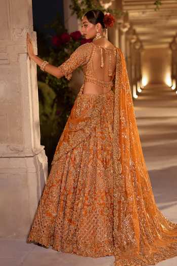 Seema Gujral Rust Zardozi Bridal Lehenga Set 