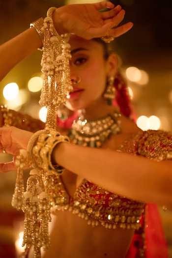 Seema Gujral Pearl Embellished Pair of Kaleeras 