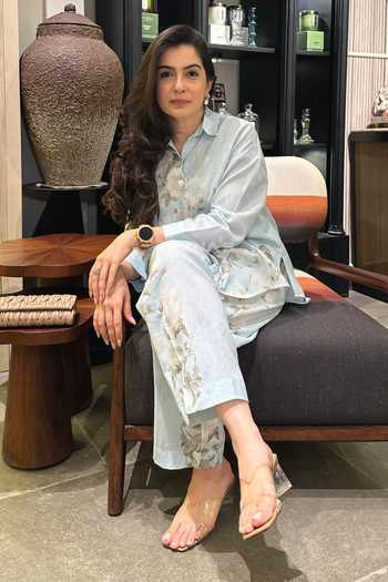 Shop Rainas Grey Cotton, Linen Collared Neck The Walled Garden Floral Print Pant Set Online at Aza Fashions Shop_Rainas_Grey Cotton, Linen Collared Neck The Walled Garden Floral Print Pant Set _Online_at_Aza_Fashions