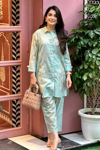 Rainas The Orangery Aqua Blossom Print Pant Set 