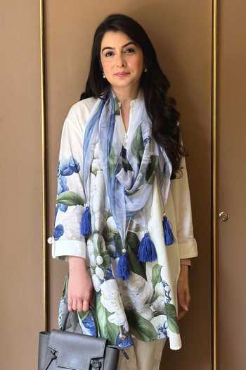 Buy_Rainas_Multi Color Cotton, Linen Mandarin The Peacock Room Bloom Print Kurta Set _Online_at_Aza_Fashions