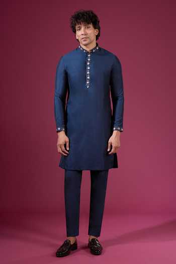 Shop Arihant Rai Sinha Blue Silk Embroidery Nehru Jacket Set Online at Aza Fashions Shop_Arihant Rai Sinha_Blue Silk Embroidery Nehru Jacket Set _Online_at_Aza_Fashions