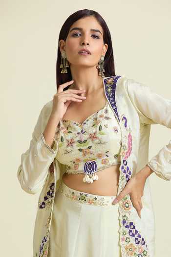 Samyukta Singhania Peacock Embroidered Jacket Lehenga Set 