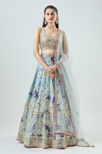 Samyukta Singhania Mirrorwork Embellished Tie-Dye Lehenga Set 