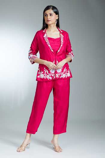 Samyukta Singhania Floral Sequin Embroidered Jacket With Pant 