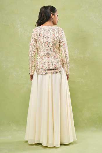 Samyukta Singhania Mirror Embroidered Jacket & Skirt Set 