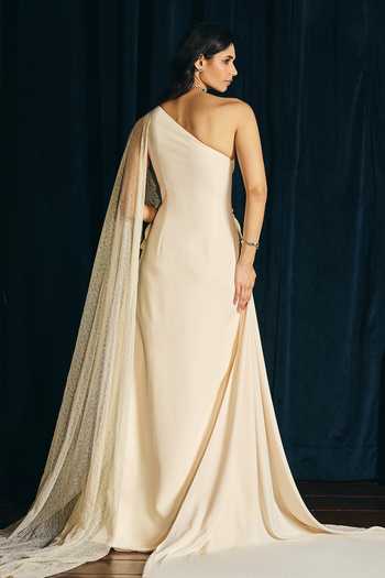 Supria Munjal One Shoulder Sculpted Gown 