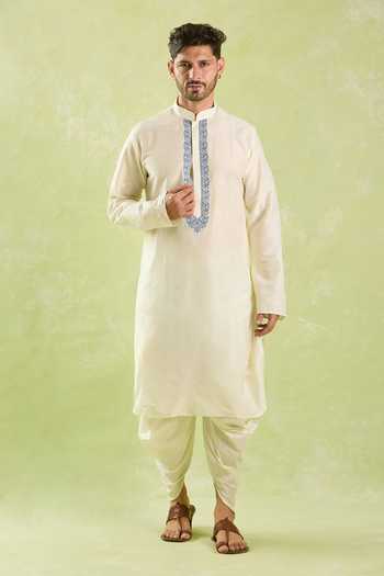 Buy Arihant Rai Sinha Cream Polyester, Silk Embroidery Paisley Kurta Set at Aza Fashions Buy_Arihant Rai Sinha_Cream Polyester, Silk Embroidery Paisley Kurta Set _at_Aza_Fashions