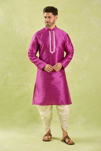 Buy Arihant Rai Sinha Pink Silk Embroidery Floral Kurta And Patiala Pant Set at Aza Fashions Buy_Arihant Rai Sinha_Pink Silk Embroidery Floral Kurta And Patiala Pant Set _at_Aza_Fashions