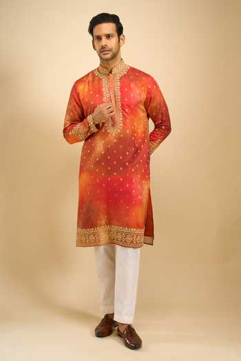 Shop Arihant Rai Sinha Multi Color Silk, Viscose, Polyester Embroidered And Woven Buttis Kurta Set Shop_Arihant Rai Sinha_Multi Color Silk, Viscose, Polyester Embroidered And Woven Buttis Kurta Set