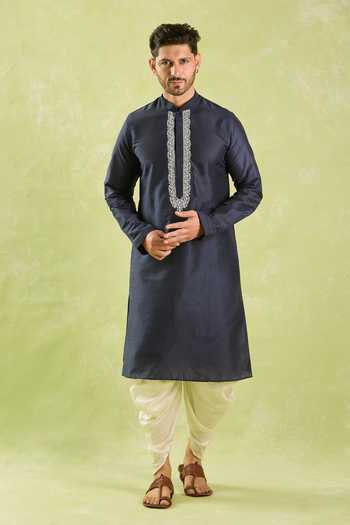Buy Arihant Rai Sinha Blue Polyester, Silk Embroidery Navy Kurta And Patiala Pant Set at Aza Fashions Buy_Arihant Rai Sinha_Blue Polyester, Silk Embroidery Navy Kurta And Patiala Pant Set _at_Aza_Fashions