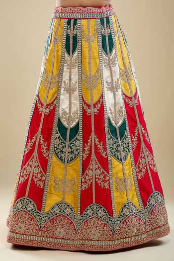 Buy Samyukta Singhania Multi Color Silk, Net Embroidery V-neck Paisley Lehenga Set Online at Aza Fashions Buy_Samyukta Singhania_Multi Color Silk, Net Embroidery V-neck Paisley Lehenga Set _Online_at_Aza_Fashions