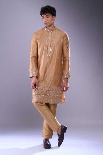 Buy Arihant Rai Sinha Brown Polyester, Silk Mirrors Embroidered Kurta And Pant Set Buy_Arihant Rai Sinha_Brown Polyester, Silk Mirrors Embroidered Kurta And Pant Set