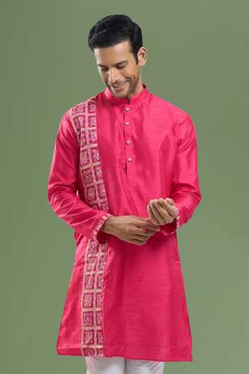Arihant Rai Sinha Printed Patta Silk Blend Kurta & Churidar Set 