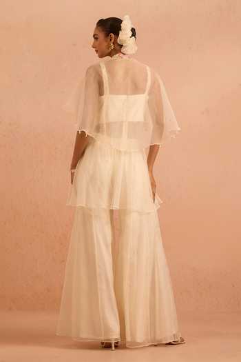 Tarini Vij Gul Organza Overlay Jacket Palazzo Set 