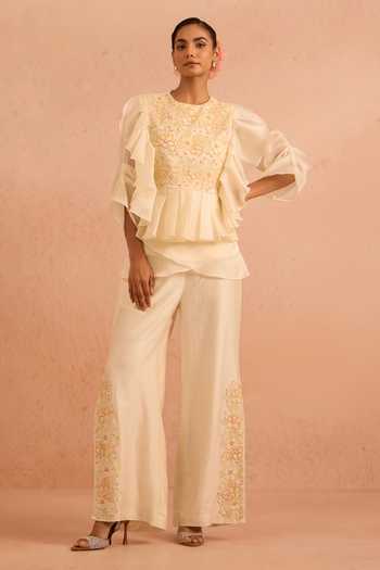 Tarini Vij Gulzar Layered Peplum Top & Palazzo Set 