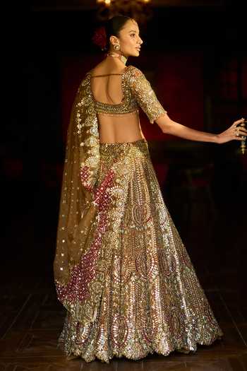 Seema Gujral Applique Mirror Work Bridal Lehenga Set 
