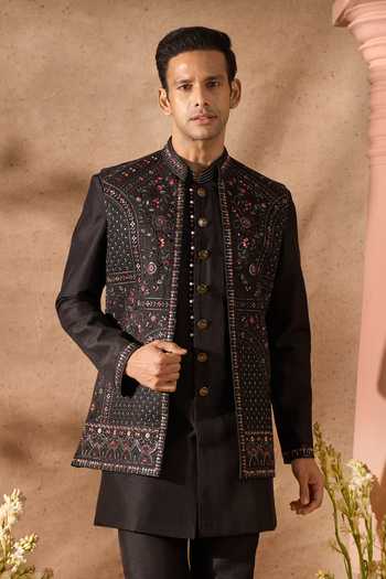 Arihant Rai Sinha Embroidered Sherwani Jacket Set 