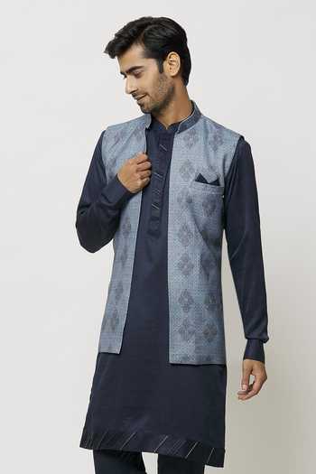 Arihant Rai Sinha Printed Long Jacket Aligadi Pant Set 