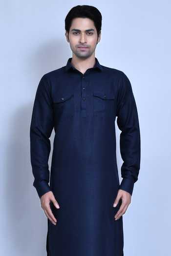Arihant Rai Sinha Blue Cotton, Linen Kurta And Pathani Pant Set at Aza Fashions Arihant Rai Sinha_Blue Cotton, Linen Kurta And Pathani Pant Set _at_Aza_Fashions