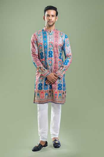 Shop Arihant Rai Sinha Multi Color Cotton Embroidery, Sequins, Metallic Thread And Kurta Set Shop_Arihant Rai Sinha_Multi Color Cotton Embroidery, Sequins, Metallic Thread And Kurta Set