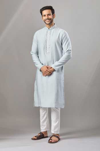 Arihant Rai Sinha Sky Blue Embroidery Plain Kurta Set Online at Aza Fashions Arihant Rai Sinha_Sky Blue Embroidery Plain Kurta Set _Online_at_Aza_Fashions