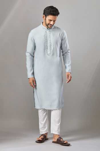 Shop Arihant Rai Sinha Sky Blue Embroidery Plain Kurta Set Online at Aza Fashions Shop_Arihant Rai Sinha_Sky Blue Embroidery Plain Kurta Set _Online_at_Aza_Fashions