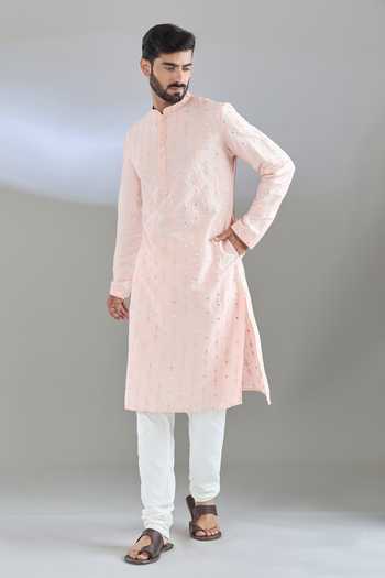 Arihant Rai Sinha Pink Polyester, Cotton Mirrors, Embroidery And Thread Kurta Set Online at Aza Fashions Arihant Rai Sinha_Pink Polyester, Cotton Mirrors, Embroidery And Thread Kurta Set _Online_at_Aza_Fashions