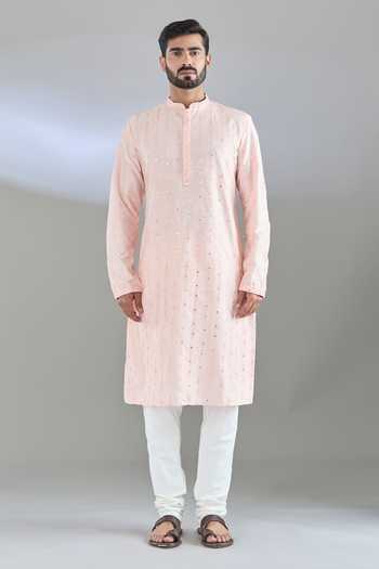 Arihant Rai Sinha Pink Polyester, Cotton Mirrors, Embroidery And Thread Kurta Set at Aza Fashions Arihant Rai Sinha_Pink Polyester, Cotton Mirrors, Embroidery And Thread Kurta Set _at_Aza_Fashions