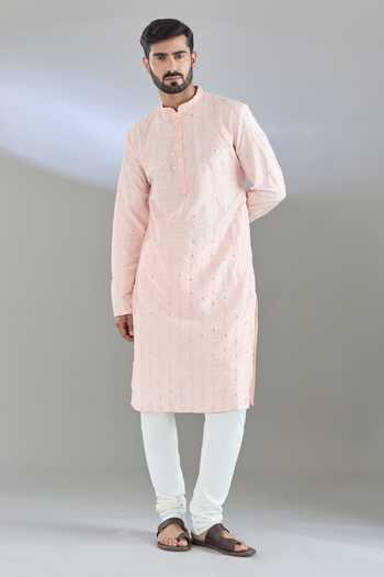 Buy Arihant Rai Sinha Pink Polyester, Cotton Mirrors, Embroidery And Thread Kurta Set Buy_Arihant Rai Sinha_Pink Polyester, Cotton Mirrors, Embroidery And Thread Kurta Set