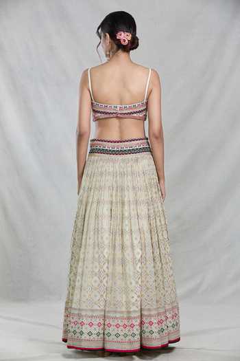Samyukta Singhania Bandhani Bloom Crest Woven Banarasi Silk Lehenga Set 